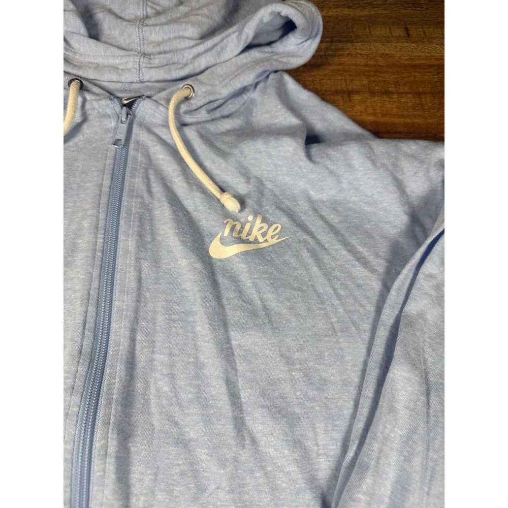 Nike Sportswear Womens XL Light Blue Full Zip Hoodie Sweatshirt Organic Cotton